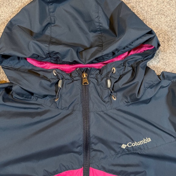 Columbia Omni-Shield Jacket Womens 2X Pink Blue Hooded *flaws - Picture 3 of 14